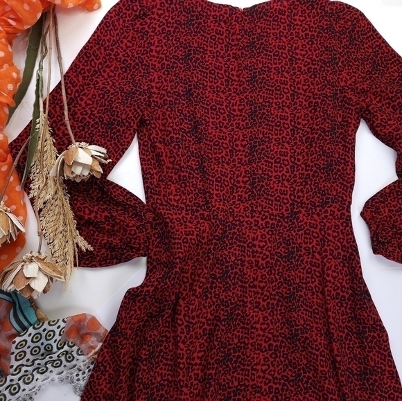 Loft Red Black Animal Print Maxi Dress Sz 0 - Picture 9 of 13